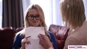 Lesbian teachers having foursome meeting