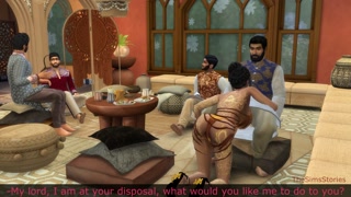 Gangbang of horny Indian guys, hard fucking of a busty Indian girl