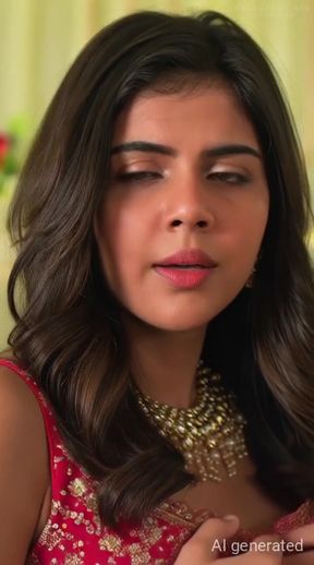 Indian actress in a red dress