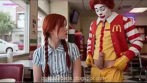 Public sex at the bar with a clown and hot waitress