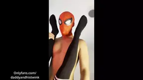 Spiderman hunk fucks cute twink