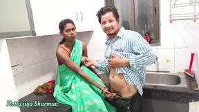 Stepsister Pussy&#x1F32E;️ Hard Fucked by her Step Brother, she is wearing a saree. in kitchen. It's a steamy scene!