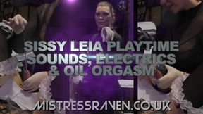 1135 Sissy Leia Playtime Sounds Electrics and Oil Orgasm