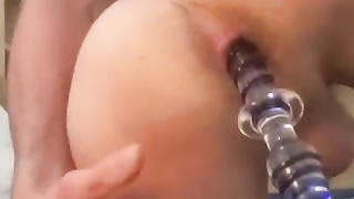 Drilling my Bootie with a Glass Fuck Stick