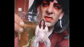 bisexual sissy male naked and exposed while taking a pee then swallowing it
