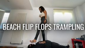 Beach flip flops trampling