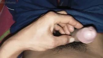 Indian village guy strokes his big hard cock solo