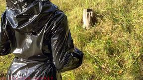 my private secretary in black raincoat having sex with the boss outside after work