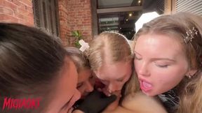 Four Friends Indulge in an Epic Group Experience - Unforgettable POV Action with Migi Aoki!