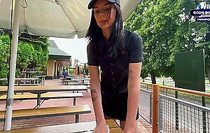Eva soda, risky public sex in the toilet  fucked a mcdonald's worker because of spilled soda!, eva