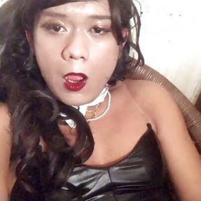 Bunny sexy latex crossdressing masturbation