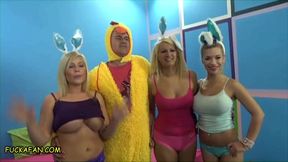 Easter Egg Hunt: Three Blondes Join for a Wild Reverse Gangbang Adventure