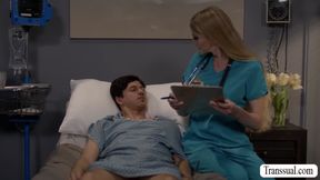 Big cock patient sucked and ride by horny TS nurse