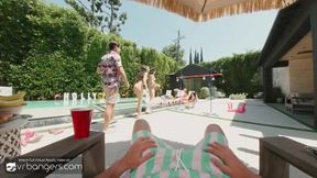VR Bangers: Three Hot Bikini Babes Fuck Hard In A Wild Hollywood Poolside Orgy