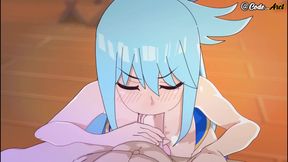 Aqua challenges kazuma and gets fucked