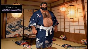 Bara Animation - Bear Takeshi in Japanese clothes - Yaoi JOI Erotic audio for Men
