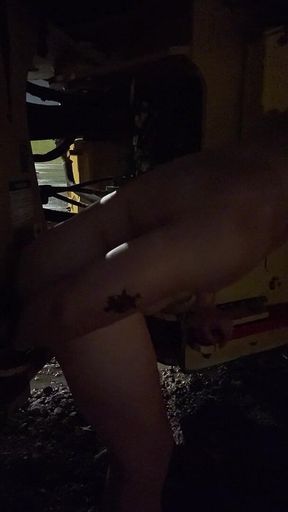 Rain-drenched Muscle God Asian Hunk’s Raw Dildo Fuck & Explosive Cumshot at a Construction Site