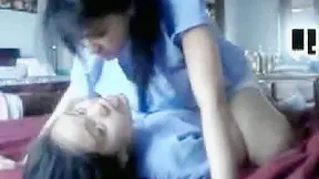 Two Asian lesbians get naughty in homemade vid