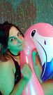 Cozy with my flamingo inflatable 🦩💖   #Inflatables #looner #flamingo #bunnylooner