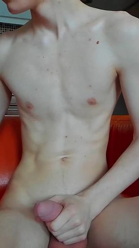 Handsome Guy Moans Loudly Moans and Cums a Lot While Standing