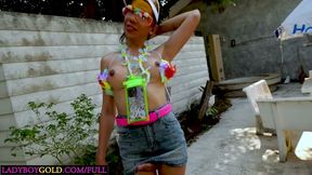 Songkran Thai ladyboy fucks guy anal after he fucked her first