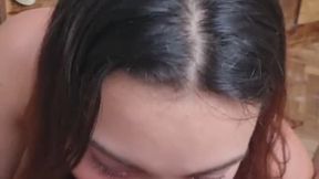 Sucking dick while making a call with her boyfriend