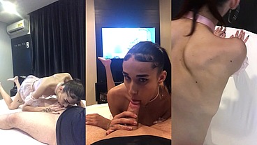 Ninfetinha trans sendo fodida + consolo
