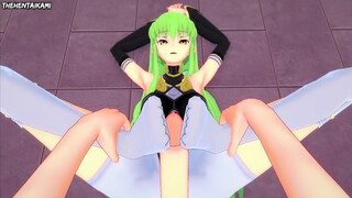 C.C. from Code Geass Gives You A Footjob Hentai POV