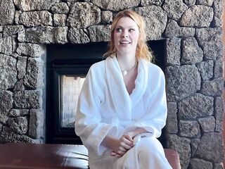 Excited redhead bridesmaid gets locked out of hotel room previous to wedding