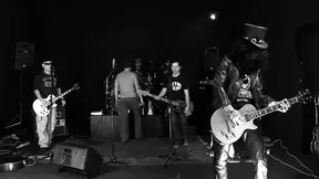 Hot Blonde in Stockings and Black Boots Gets Fucked in the Ass by Rockers