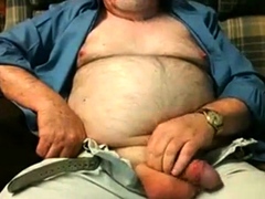 Hairy Grandpa Bear Fondling His Cock