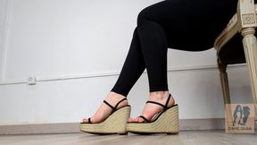 (655) Shoe Collection: Summer Cork Platform Wedge Sandals - Dame Olga (4K)