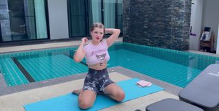 Teen stepsis was doing yoga but got seduced by her stepbro