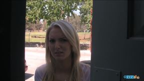 Cocksucker With Blonde Hair Moans While Bouncing on a Dick