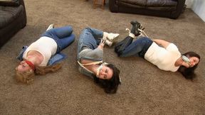 Roommate Bondage Challenge - Jacquelyn Velvets, Bliss Dulce and Kobe Lee Bondage Sluts Turn Into Bondage Damsels