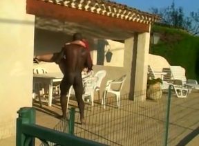 White chick with colored hair gets anally banged outdoors
