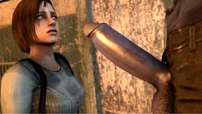 Resident Evil - Project: Succubus - Jill Valentine Gets On Knees And Chokes On Monster Zombie Cock