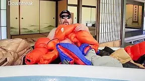 Humping 20 Down Puffer Jackets In An Inflatable Pool