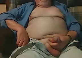 Hairy Grandpa Bear Strokes His Big Cock