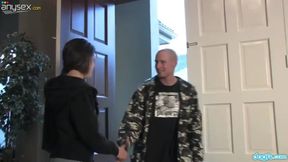 Amateur brunette Rihannon Sky sucks and fucks kinky guy in kitchen
