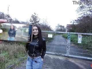 German Scout - Large Natural Saggy Melons Latin chick Teen eighteen Agatha Santos at 1st Time Porn Casting