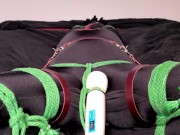 Bodysuit Bondage - Miss Perversion teased with a wand in bondage while wearing a bodysuit and latex