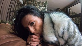 milfycalla- face fuck,cum play while wearing a hot grey fur-coat and long boots 214