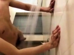 boy fun in shower