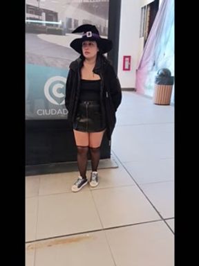 Mexican Wife getting naked in a shopping mall