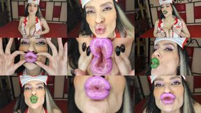 Horny nurse mesmerizes you with an **** of kisses and tits tease
