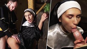 Sinful nun's surrender - Priest's mercy for defiled nuns in darkest ritual humiliation