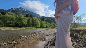 very hairy pussy public pee in swiss alps