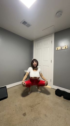 Thrilling moment from &quot;Hot trans CD in sexy red latex jeans&quot;