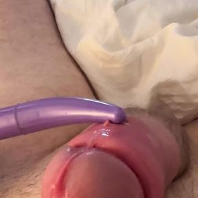 Vibrator in fat hard cock